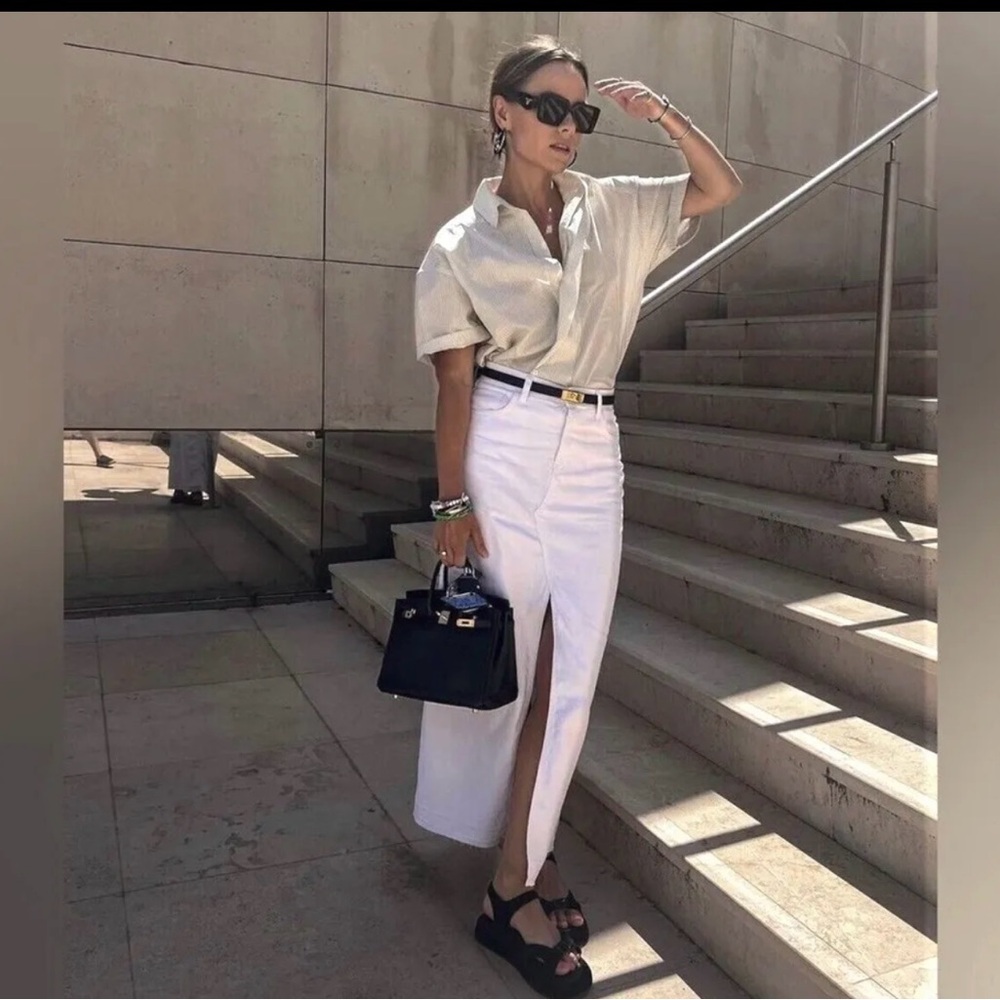 ZARA white denim maxi skirt